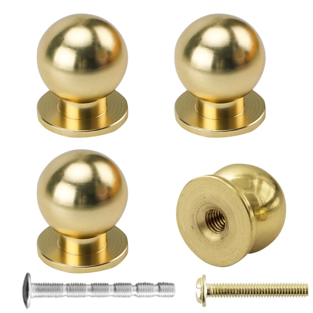 Mini Round Solid Brass Knobs, 1/2 Inch (14mm) Diameter Antique Metal Cabinet ...