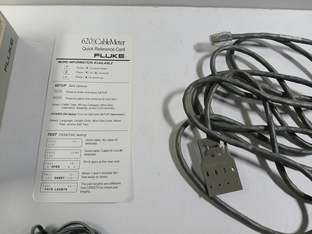 Fluke 620 LAN Cable Meter Cat5 Ethernet Coaxial Tester box cable Tested