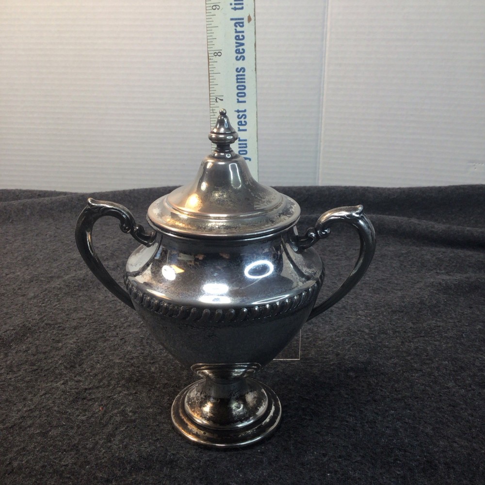 Silver On Copper Sugar Pot, Dish Beautiful Piece. Read Description