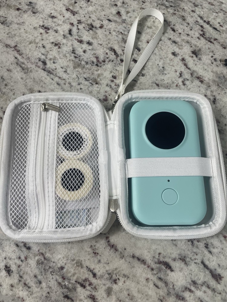 Phomemo D30 Smart Mini Label Maker Light Blue with Carrying Case & Label Rolls