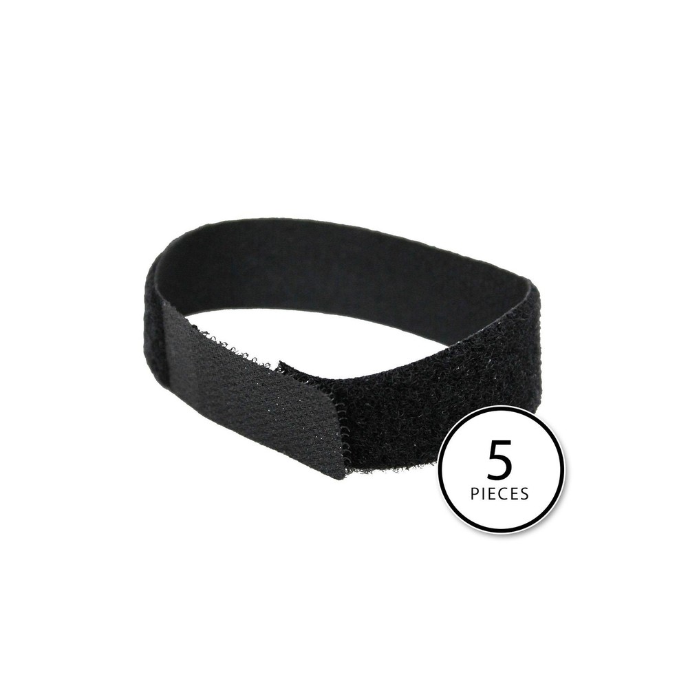 5-pack Black Alesis Hook & Loop Cable Tie Down Straps Cord Wire Orgranization