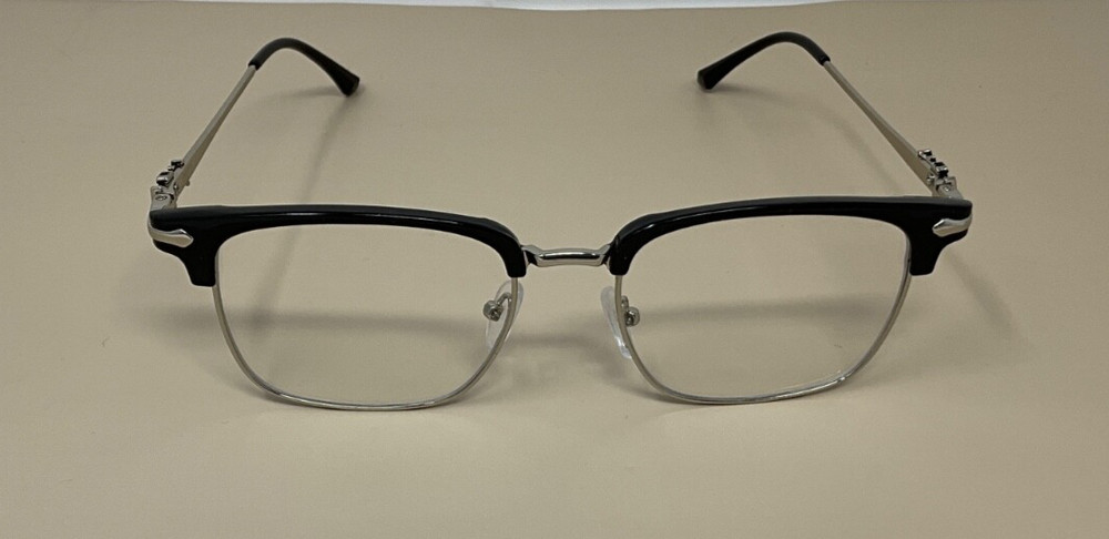 Blue Light Blocking Glasses for Men Anti-Fatigue Rectangle Silver/Black