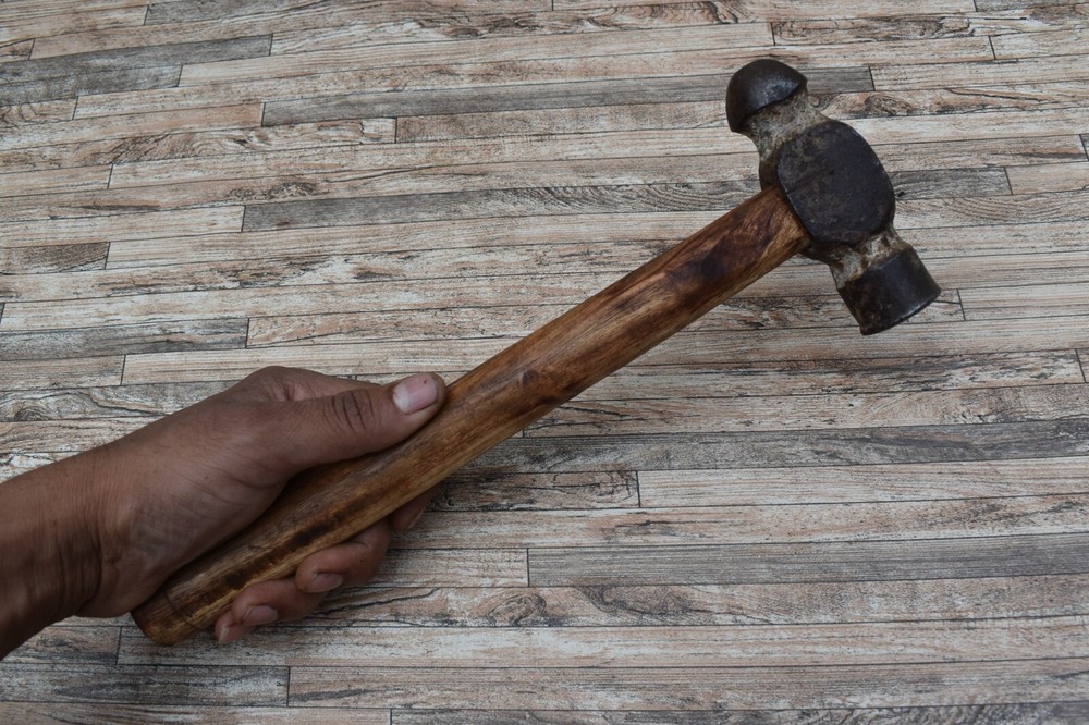 Used Iron Blacksmith Hammer Silversmith Carpentry Work Round Head Hammer Tool