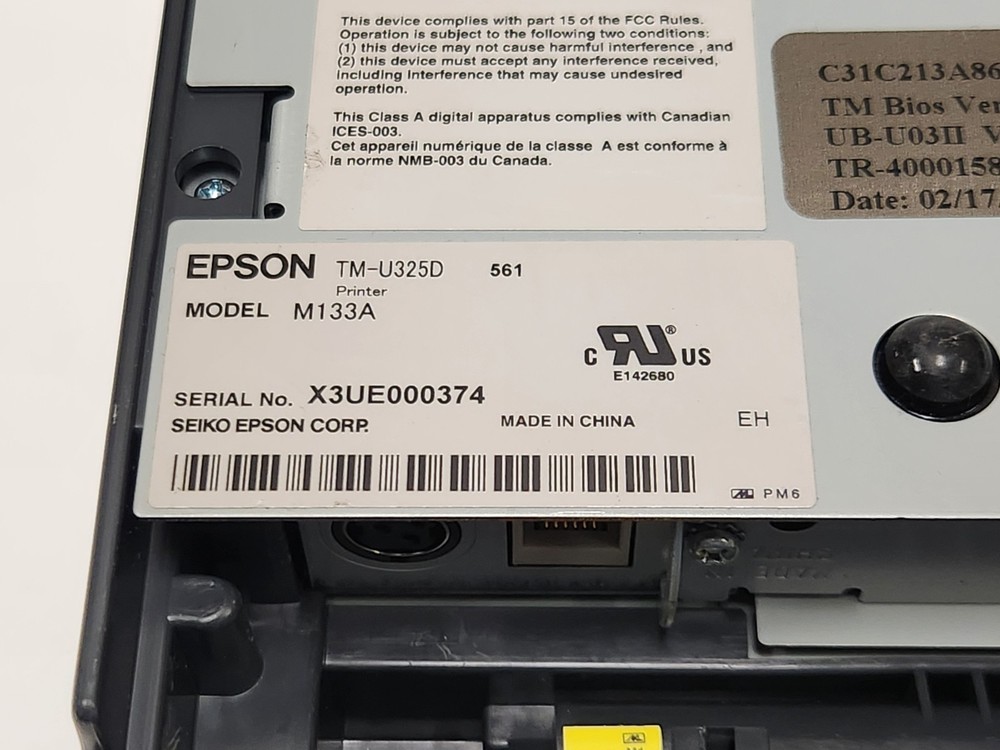Epson TM-U325D M133A Receipt Validation Printer w/ Power Supply