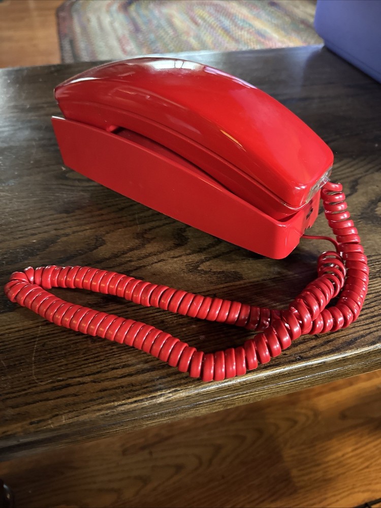 Vintage Red GTE Automatic Electric Wall Phone Push Button Retro Untested