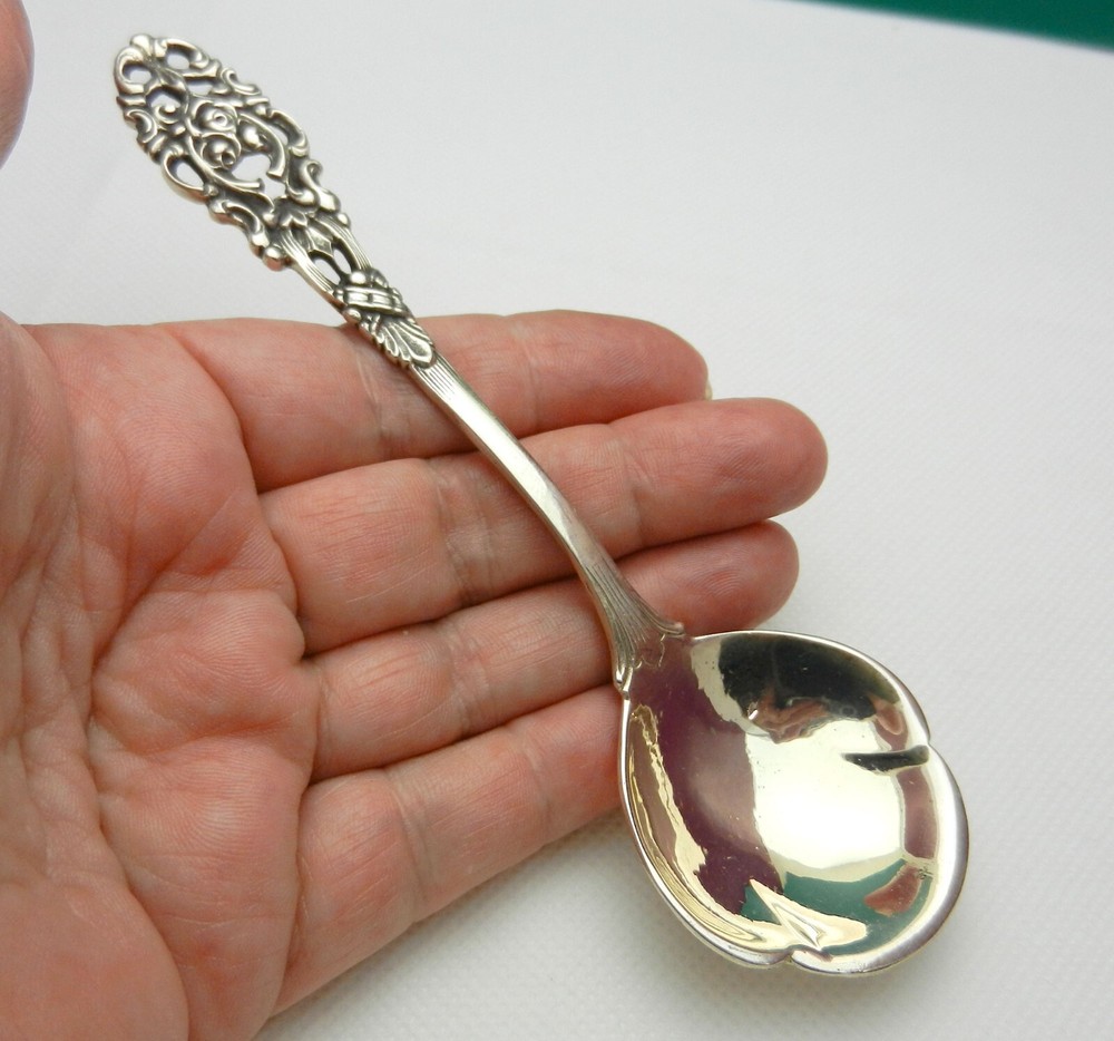 Vintage Solid 800 Silver Sugar/Cream Spoon 5.25” Hallmarked