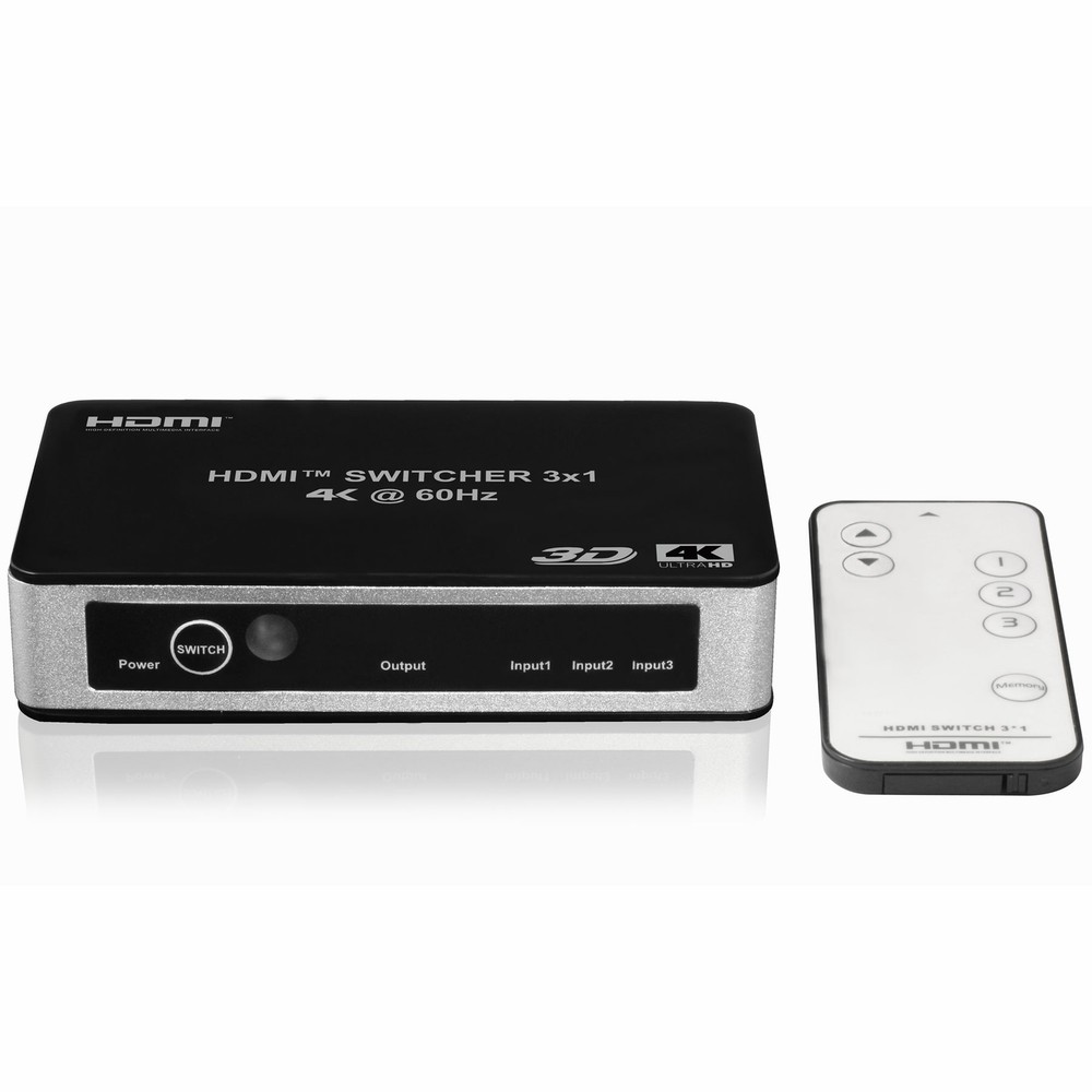 HDMI 2.0 Premium 4K 3-Input 1-Output HDCP 2.2 Switch With IR