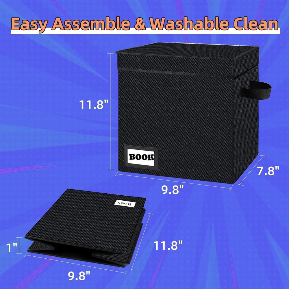 Sturdy Black Comic Storage Box - 11.8” x 9.8”, Customizable for 120 Books
