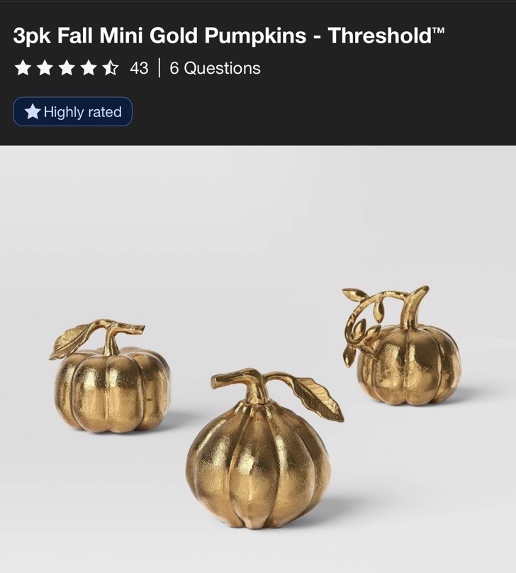 3pk Fall Mini Gold Pumpkins - Threshold™
