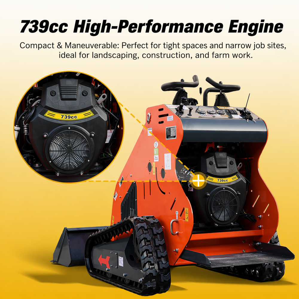 FREE SHIP 23HP Mini Skid Steer Loader Three-stage Pump with 3 Attachments