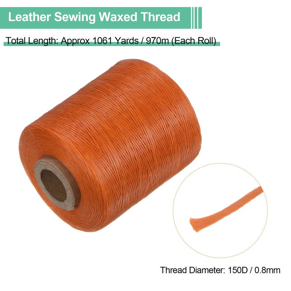150D Waxed Thread 1061 Yards Polyester Leather Sewing Waxed String Orange
