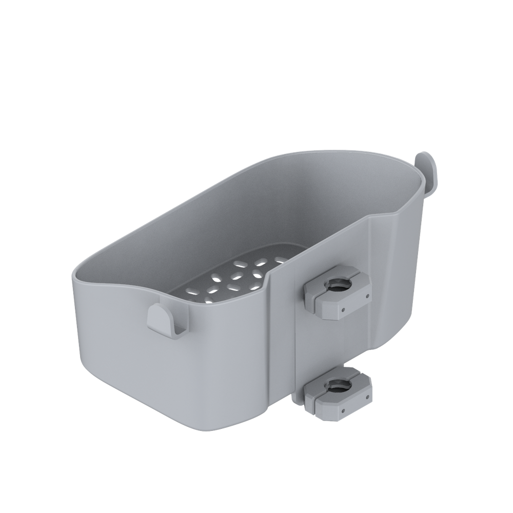 PLASTIC MEDICAL POLE MOUNT BASKET WITH OPTIONAL POLE CLAMPS, SOLID GREY COLOR