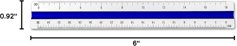 Alumicolor Aluminum Engineer Color-Coded Solid Drafting Scale, 6IN, Silver