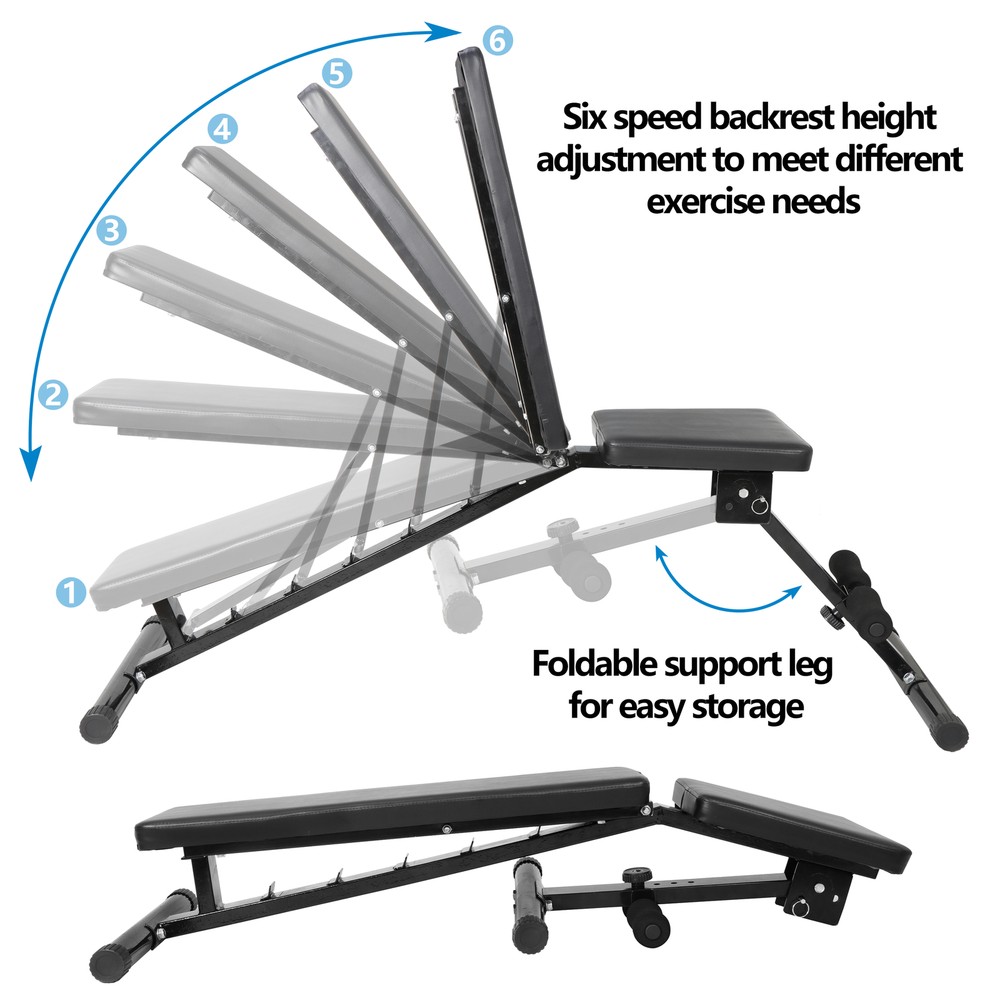 Adjustable Weight Bench Foldable Utility Strength Training Workout Bench 700LBs