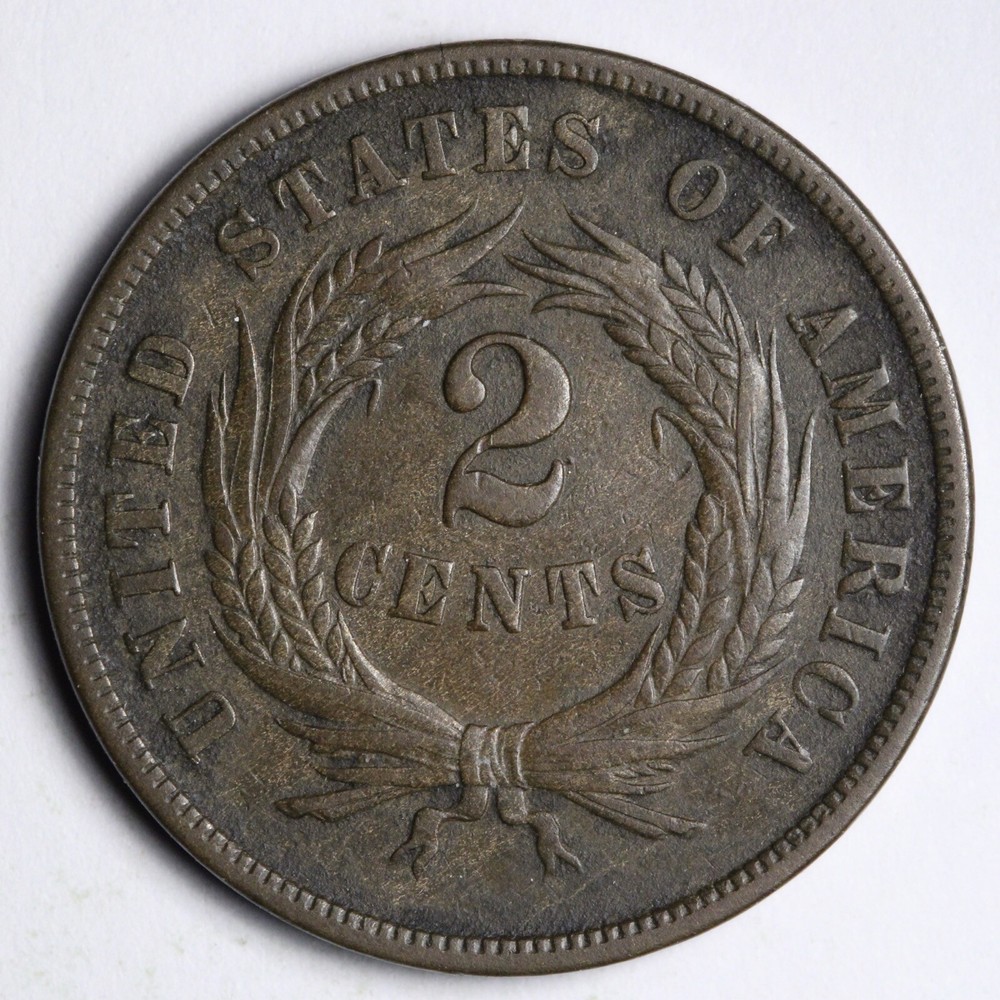 1865 Two Cent Piece XF E310 ZHA