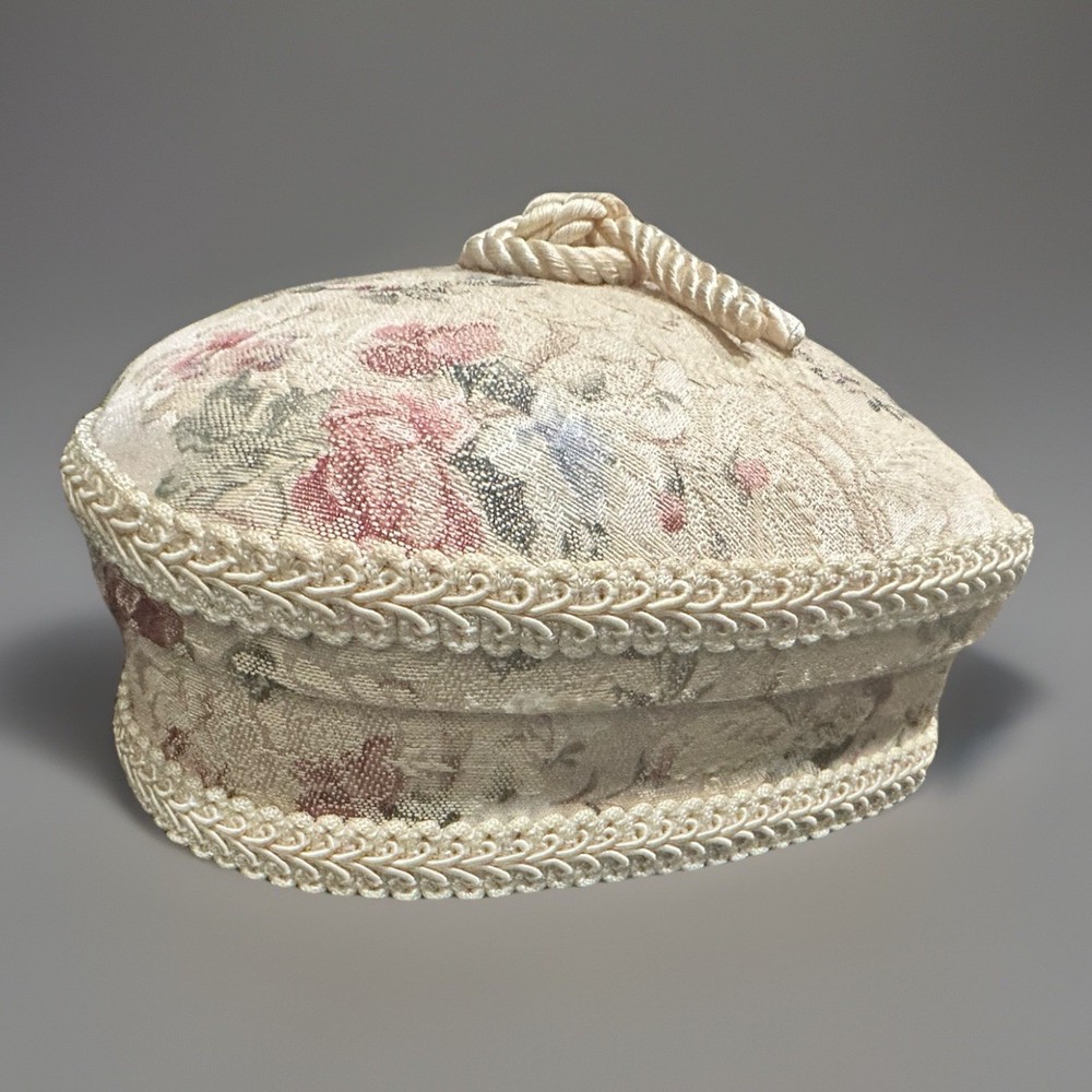 Vintage heart shaped fabric box