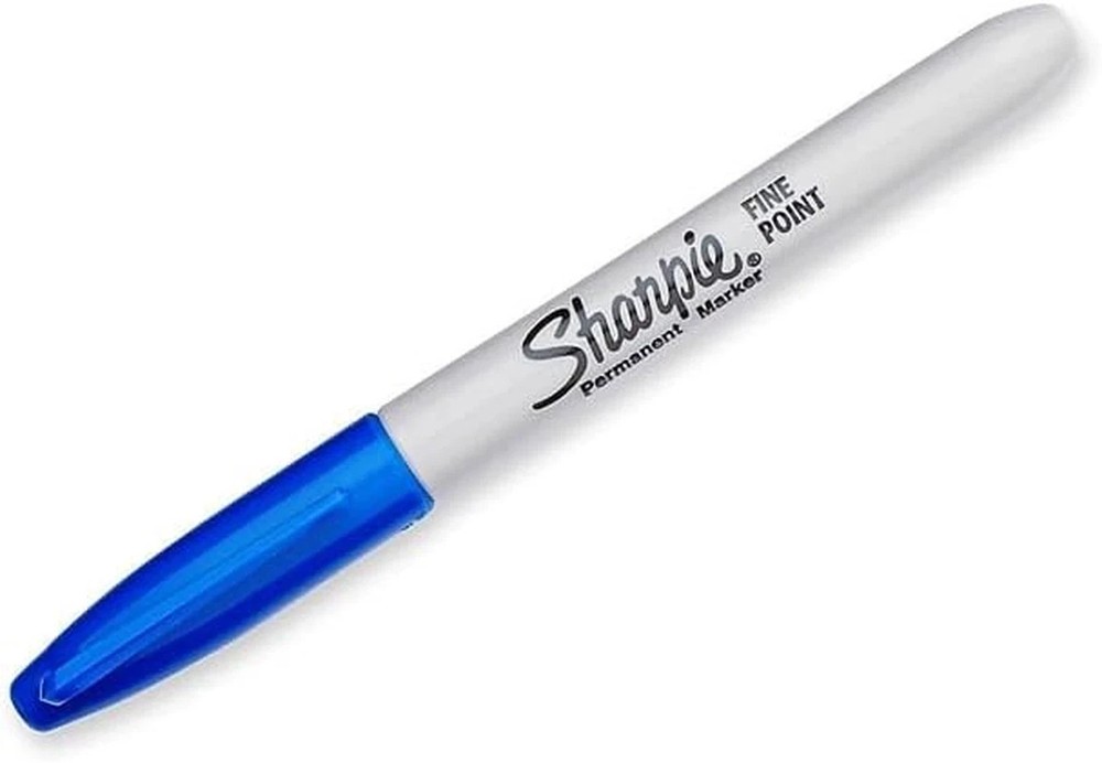 Permanent Markers, Fine Point, Blue, 12 Coun