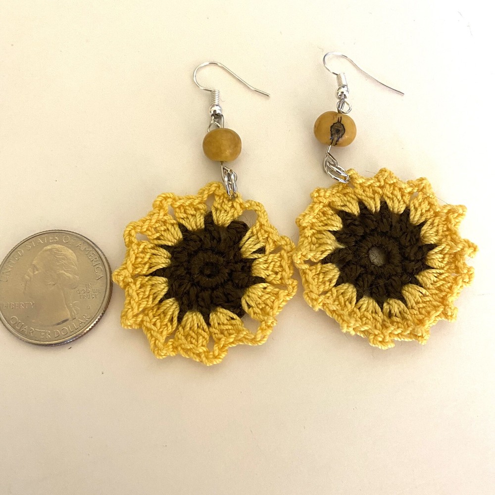 Crochet Flower Earrings, Boho Style Earrings