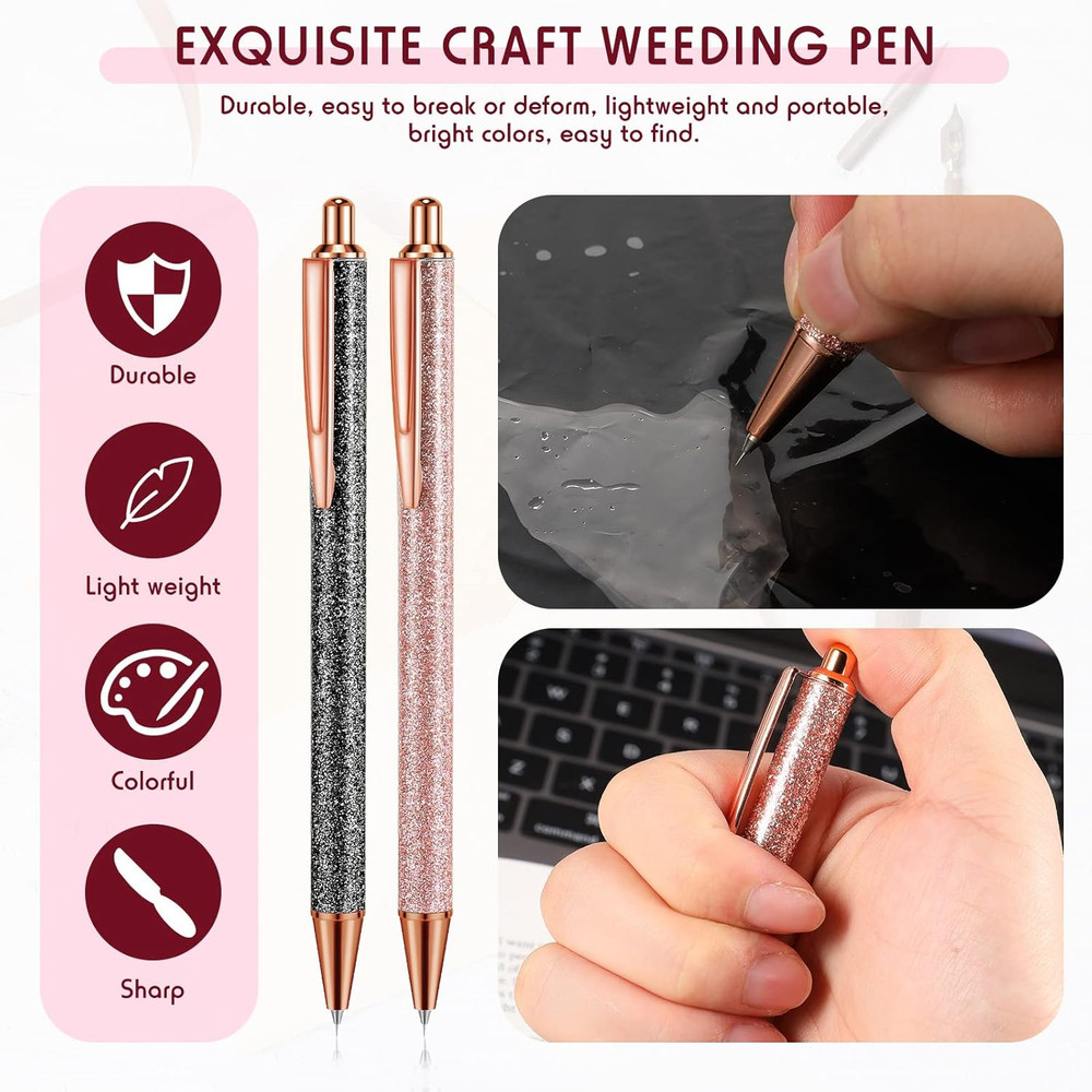 Weeding Pen Set 2Pc Fine Point Vinyl Air Release Retractable Craft Tools