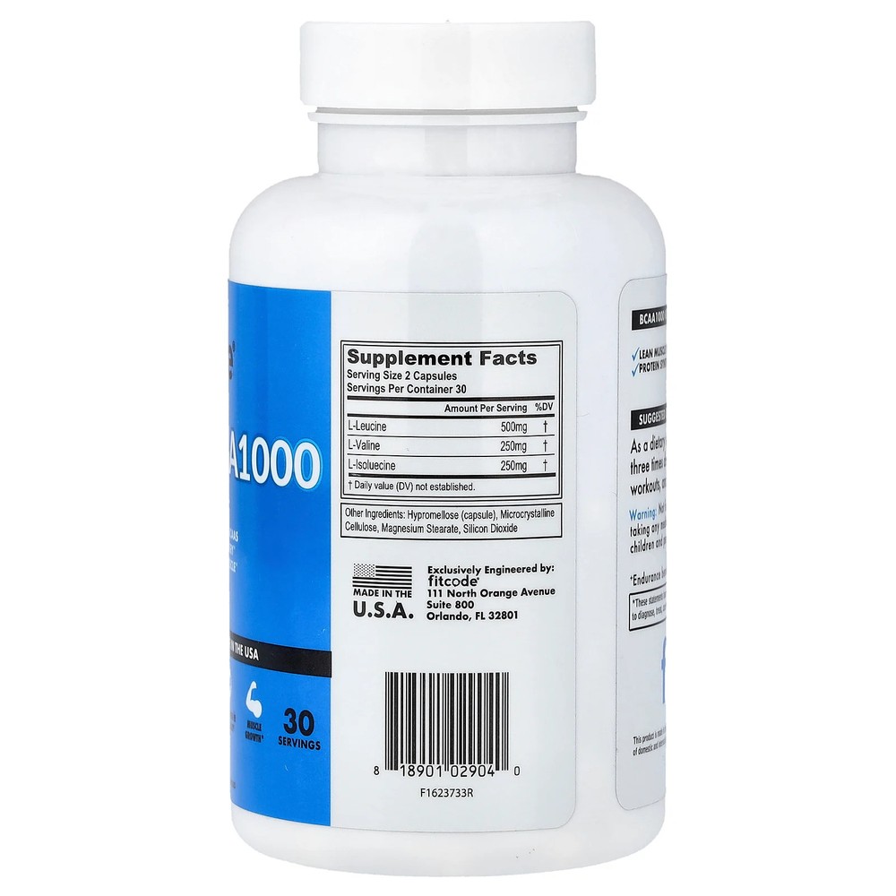 BCAA 1,000, 60 Capsules
