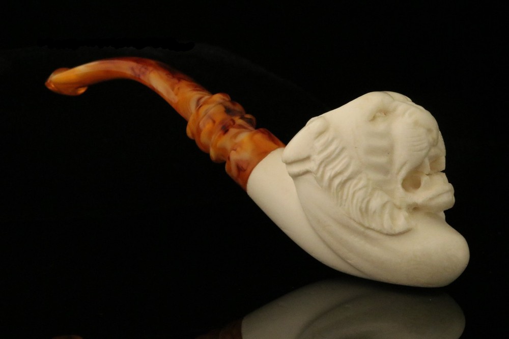 srv - Tiger Block Meerschaum Pipe with fitted case M2406