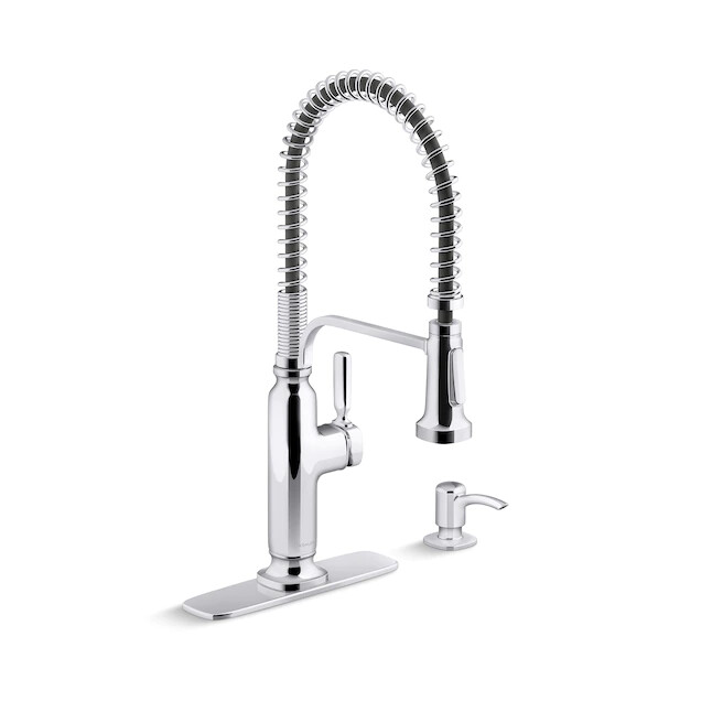 KOHLER Ealing Chrome Single Handle High-arc Kitchen Faucet w/Sprayer Function