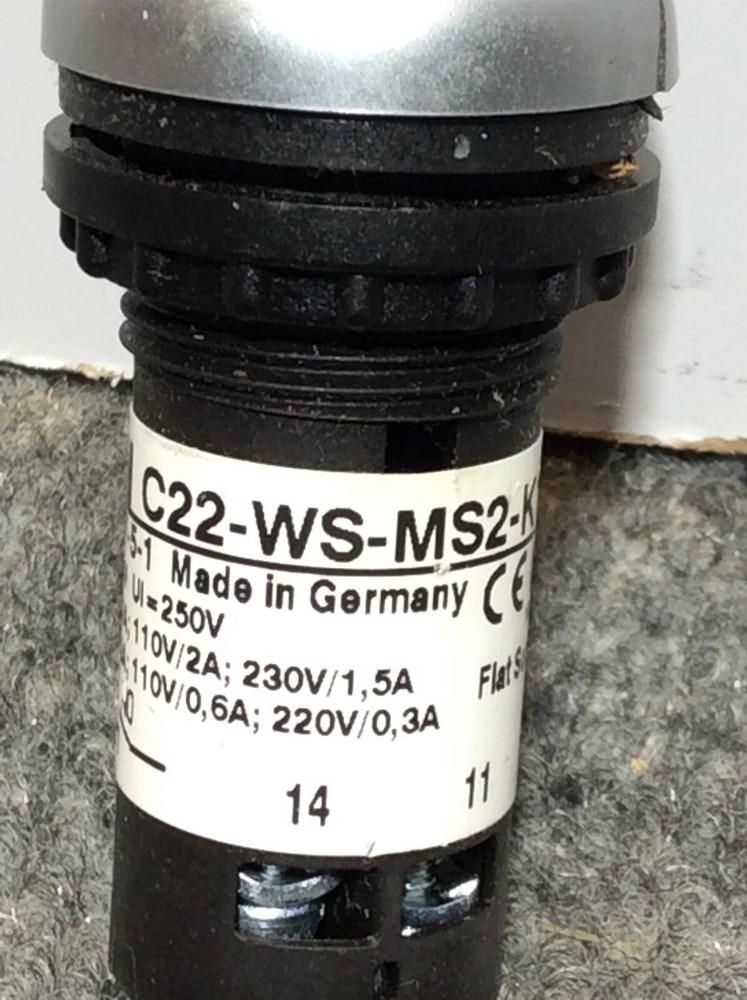 Eaton C22-WS-MS2-K11 2 Pos Key Operated Selector Switch