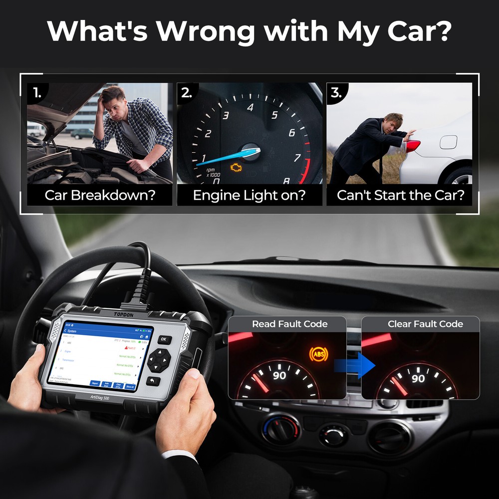 TOPDON AD500 OBD2 Scanner Car Code Reader Scan Tool 6 Reset Functions AUTO VIN