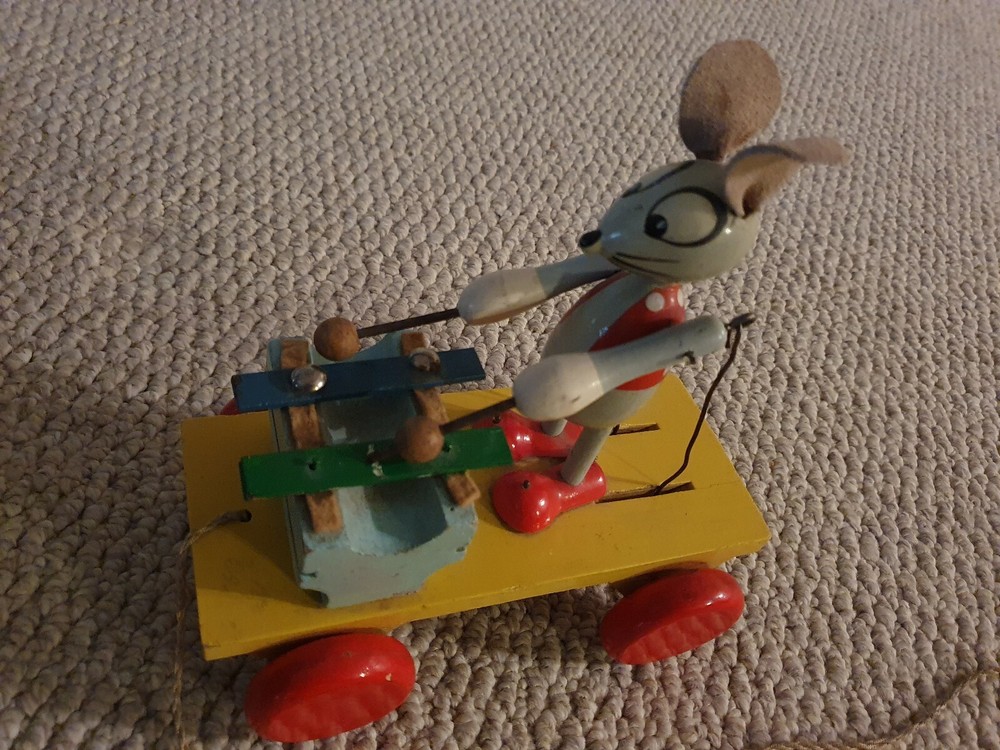 Cool Mouse Xylophone Wooden Pull Toy Works