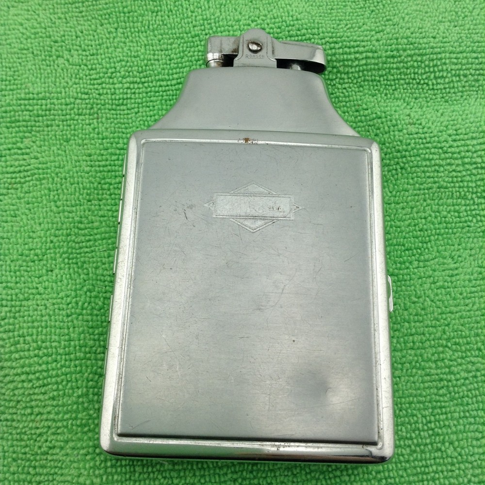 Ronson  Mastercase Silver Tone Lighter Cigarette Case