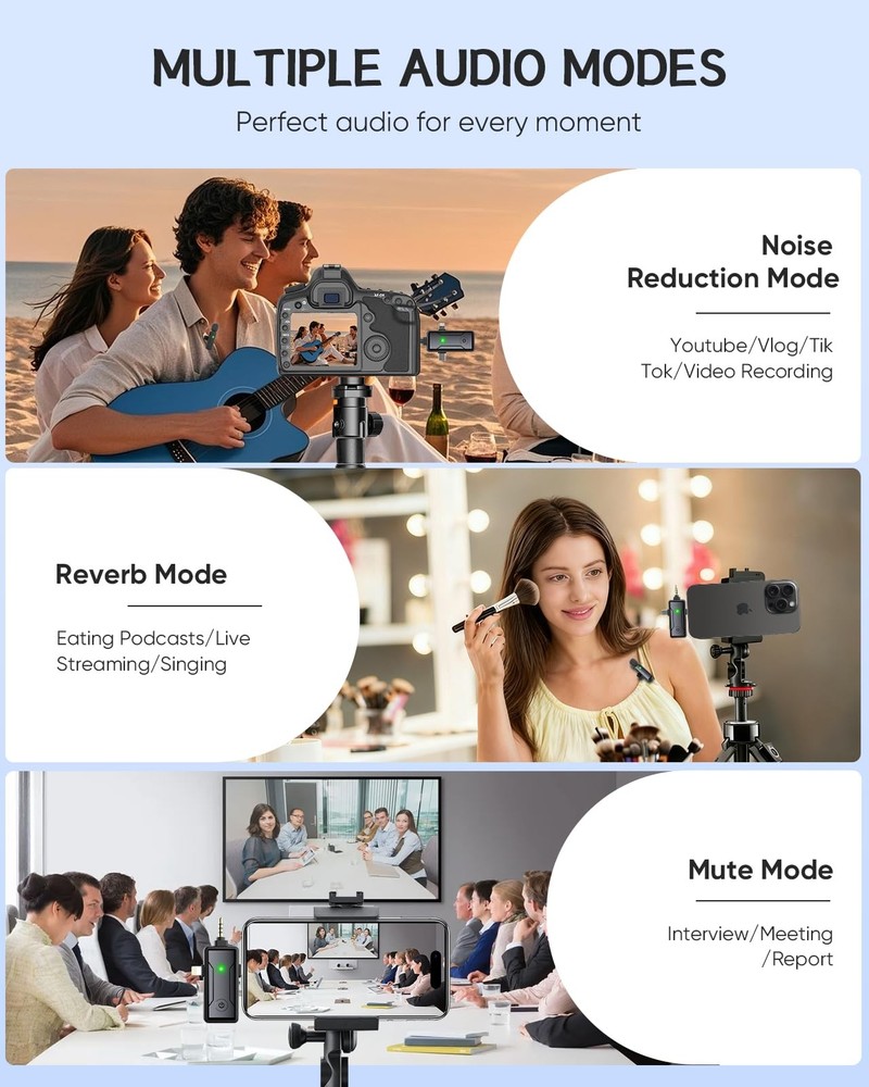 Wireless Mini Lavalier Microphone for iPhone - 3 in 1 Bluetooth Microphone wi...