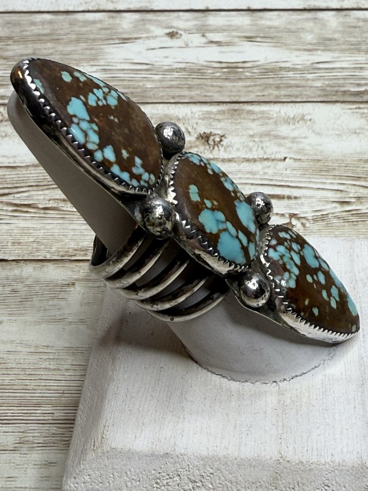 #8 TURQUOISE ~ STERLING SILVER ~ RING (SIZE: 8)