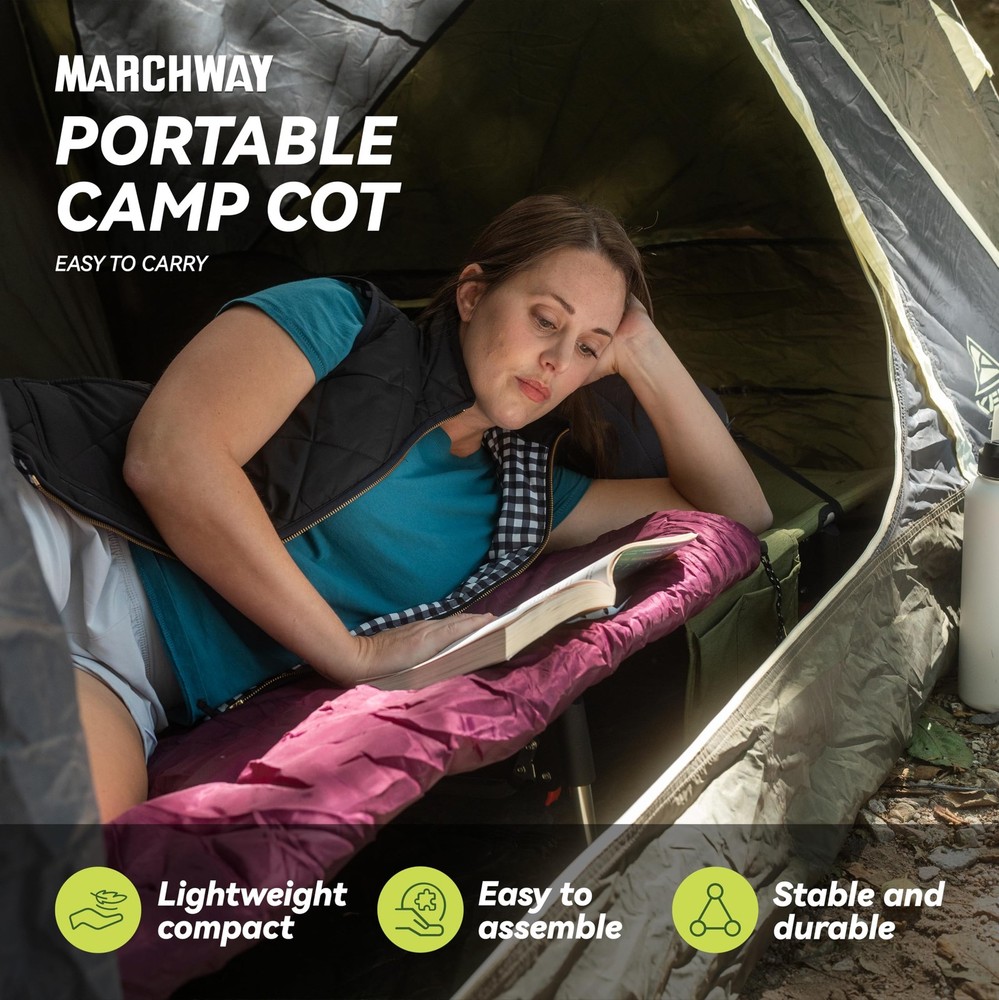 Portable Folding Camping Cot Bed: Lightweight, Compact, 330Lbs Support, Green