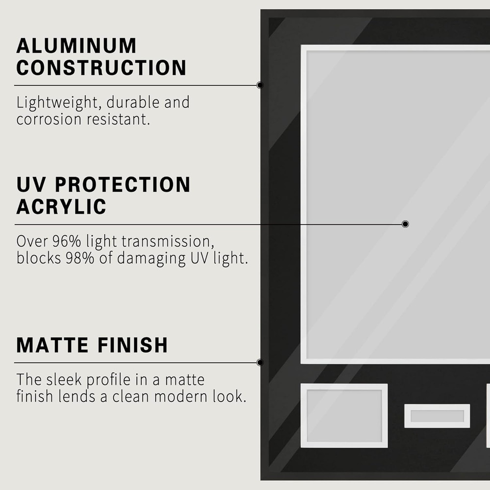 24X32 Aluminum Shadow Box Jersey Frame 1 Pack, Black Large Jersey Frame Display
