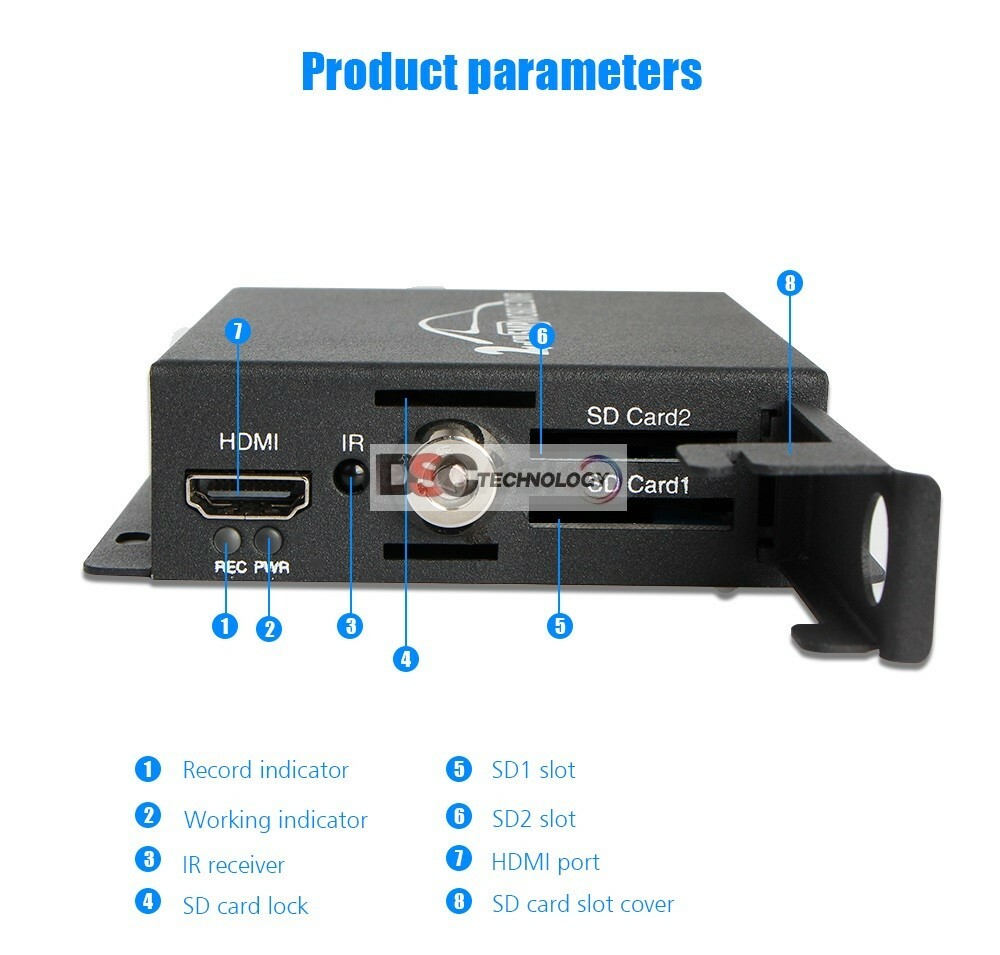 2CH Mini DVR Video Audio SD Security Surveillance Recorder Motion Detection 5MP