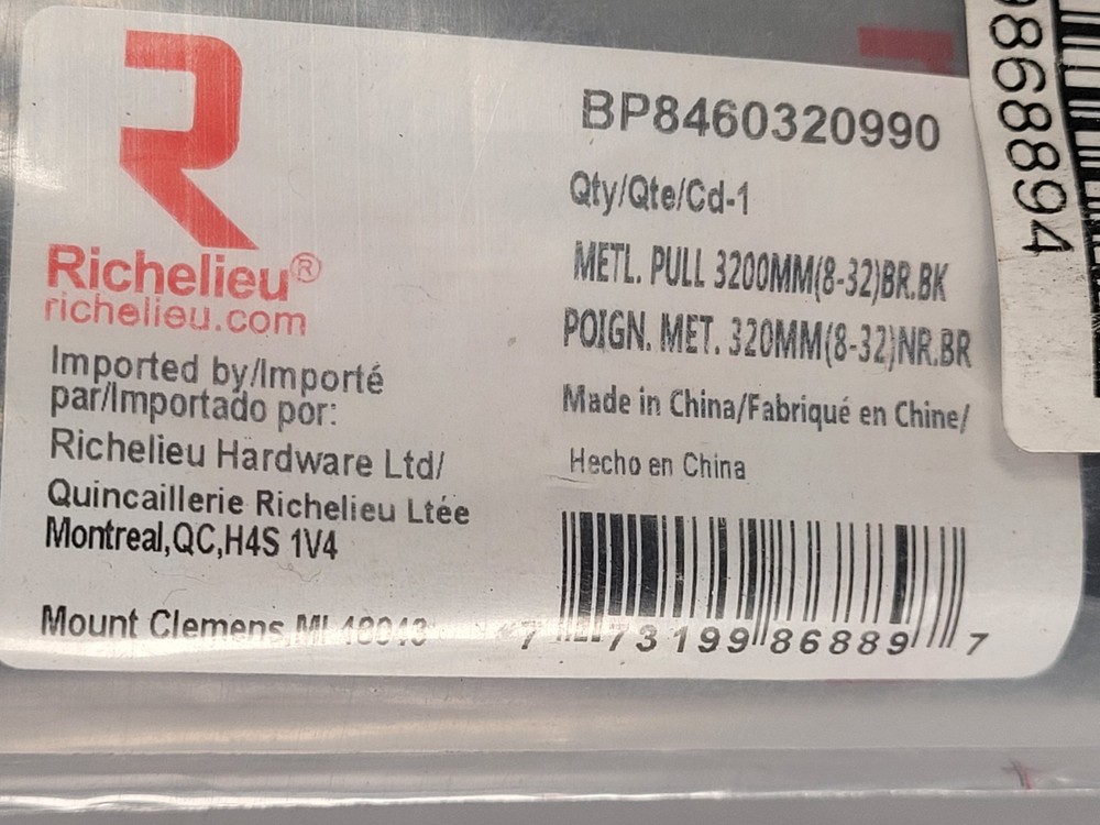 Richelieu BP8460320990 Modern Aluminum Pull Handle Model 8460 10 Pack