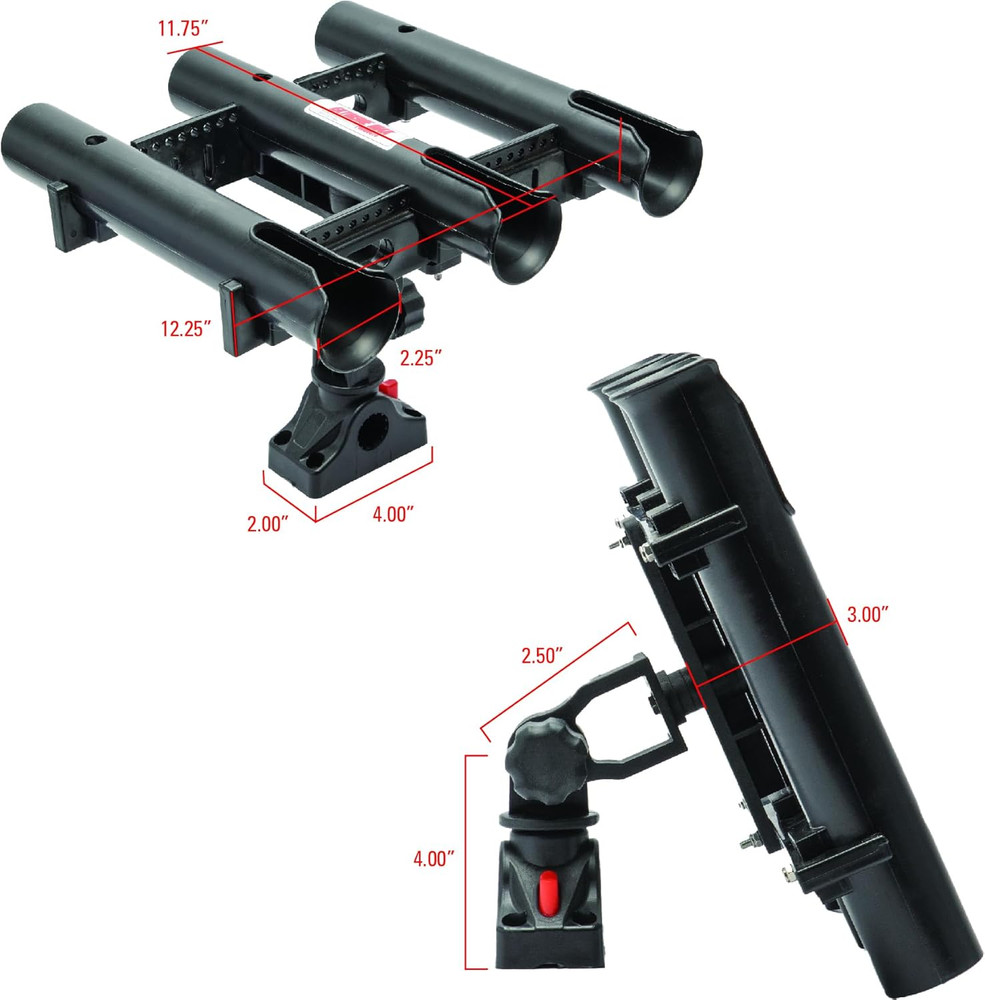 3006.8635 Adjustable Triple Rod Holder with Locking Mounting Base