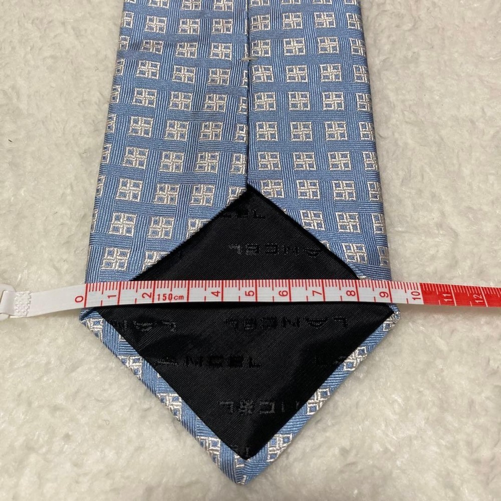 LANCEL PARIS Tie All over pattern 100% silk light blue