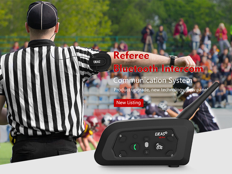2 Set Full Duplex Sccocer Bluetooth Referee Intercom Headset Earpiece for 2 User