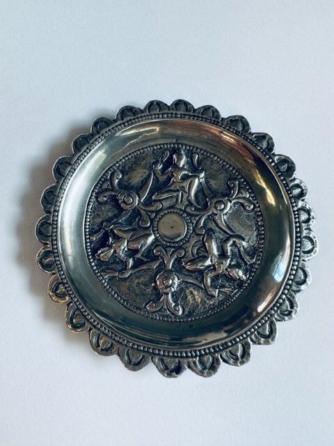 Vintage Ornate Solid Silver Small Dish Indian Pursian Table Ware 38.68grams 