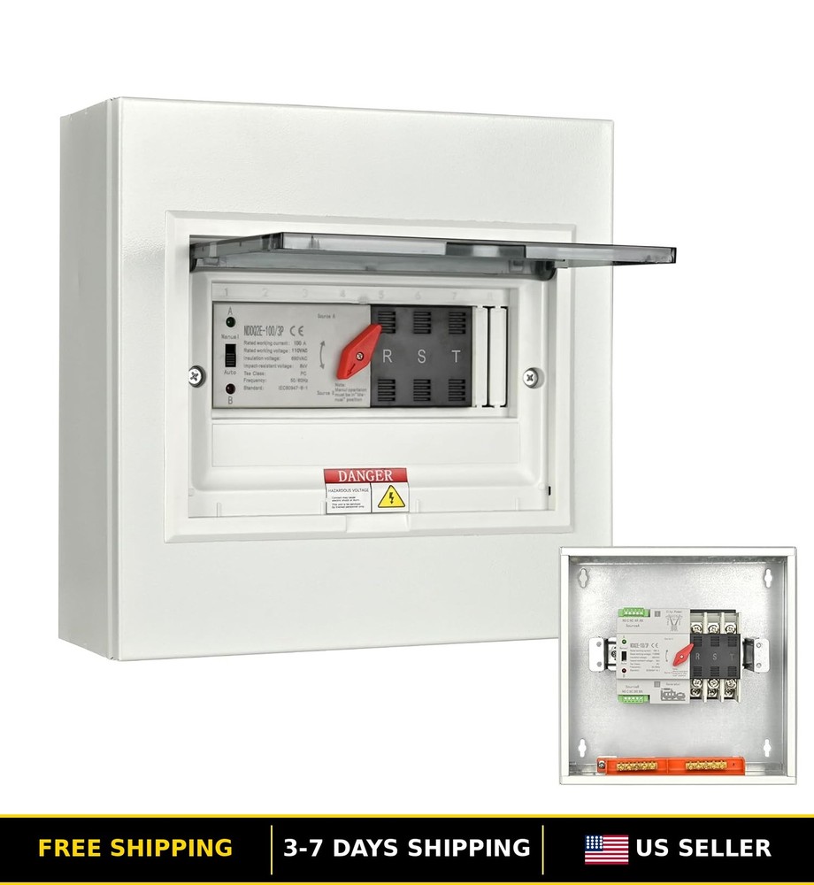 100 Amp 3 Pole Automatic Transfer Switch for Home Generator Use