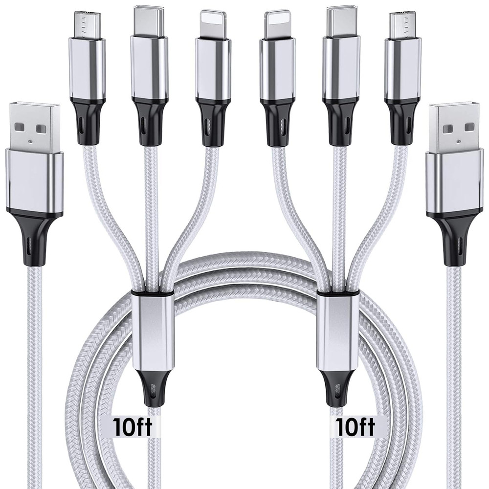 Multi Charging Cable, 10Ft 2Pack Multi Phone Charger Cable Braided Universal 3 i
