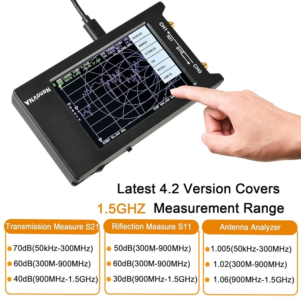 HF VHF UHF Antenna Analyzer 4" LCD Touch Screen