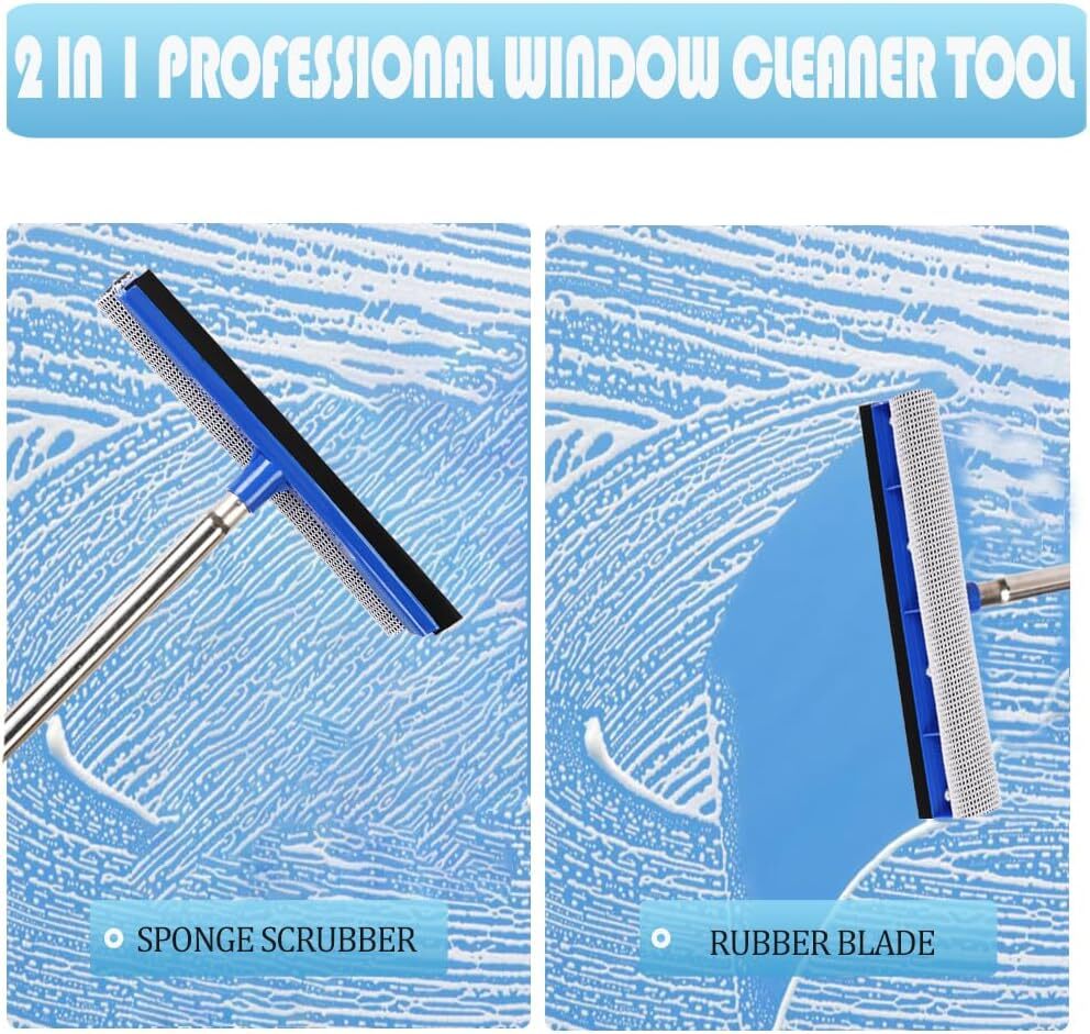 72 Window Squeegee for Window Cleaning - Long Handle Window Cleaner Tool with R
