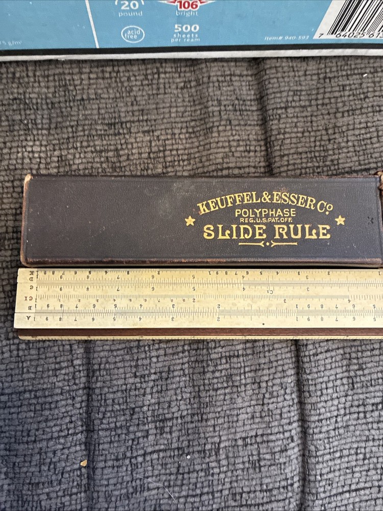 Keuffel & Esser Polyphase 4053-3 Slide Rule 1900 w/ Case K&E Vintage
