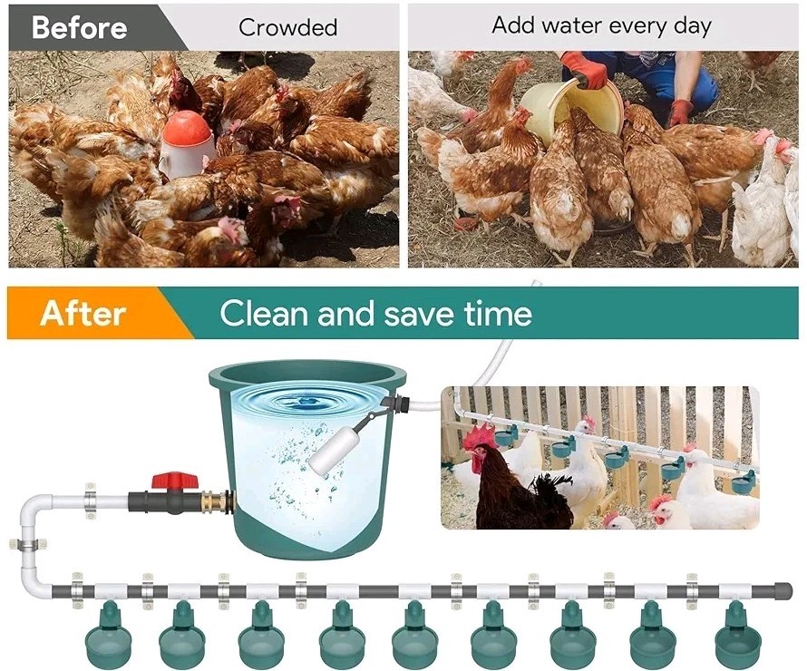 Automatic Chicken Waterer System for Continuous Fresh Water, DIY Chicken...