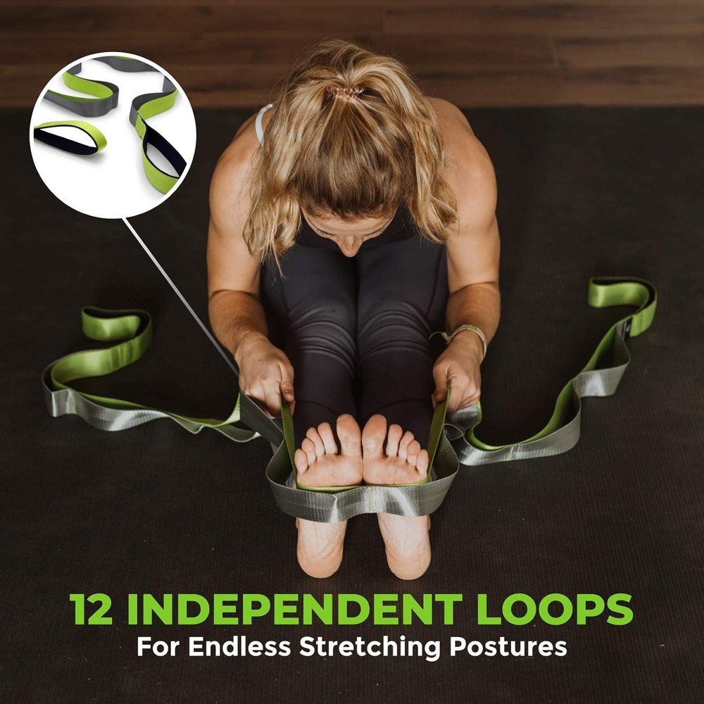 Stretching Strap for Physical Therapy, 12 Multi-Loop Stretch Strap 1.5" W x 8...