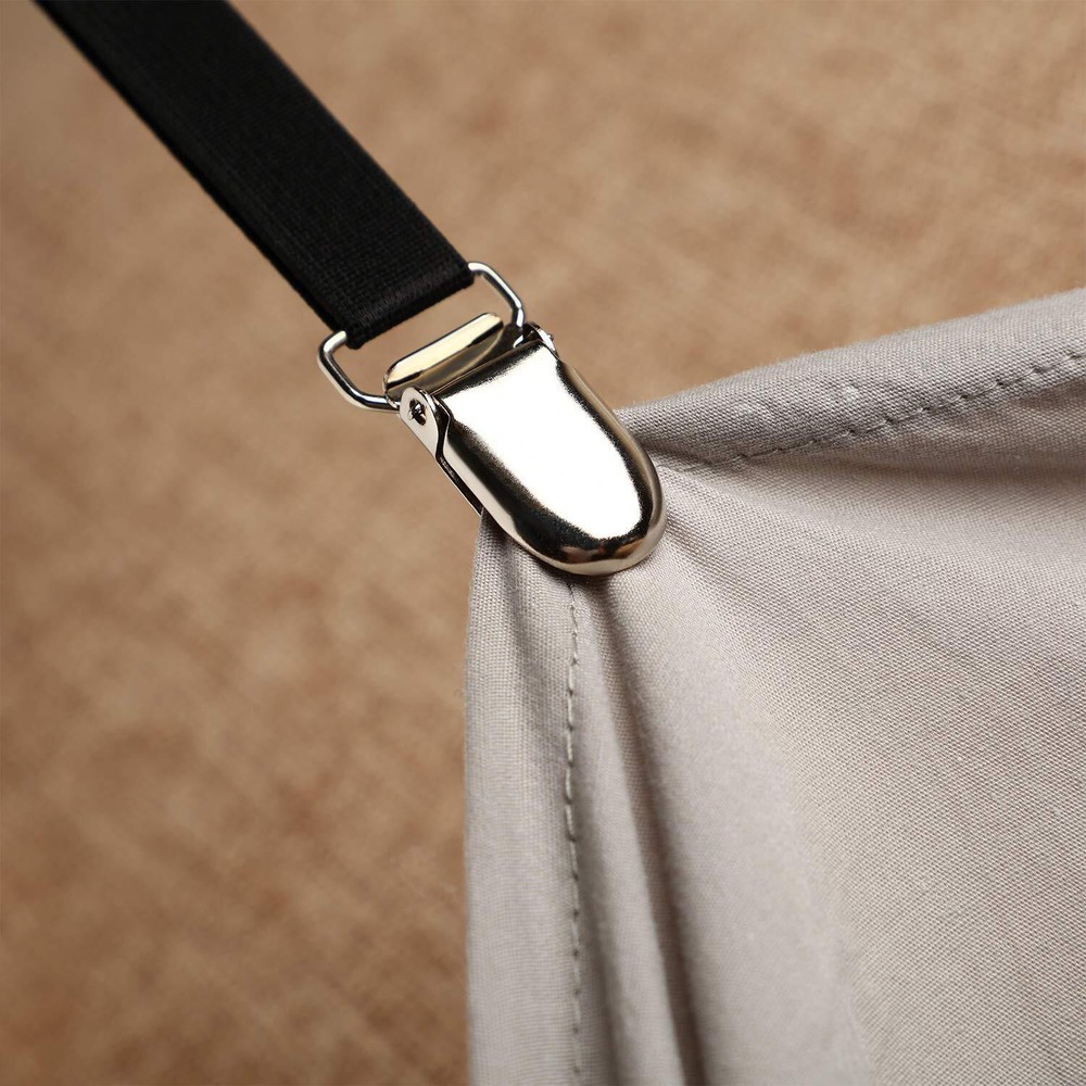 12 Pack Adjustable Bed Sheet Straps Elastic Bed Fitted Sheet Holder with Clips