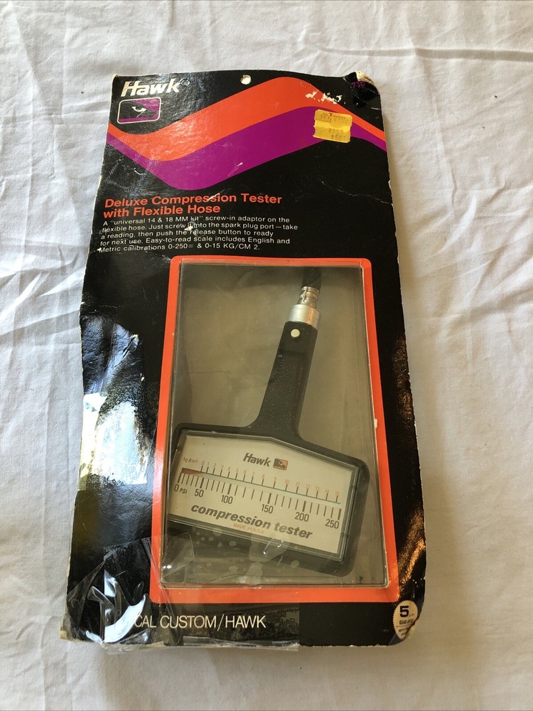 Vtg HAWK deluxe Compression Tester With Flexible Hose In Original Package