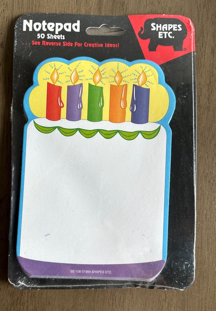 VTG Birthday Cake Shaped School Notepad 50 Sheets 1994 NEW